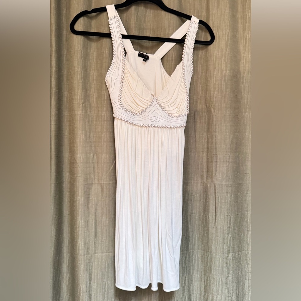 Elegant White Dress w/ Leather bodice